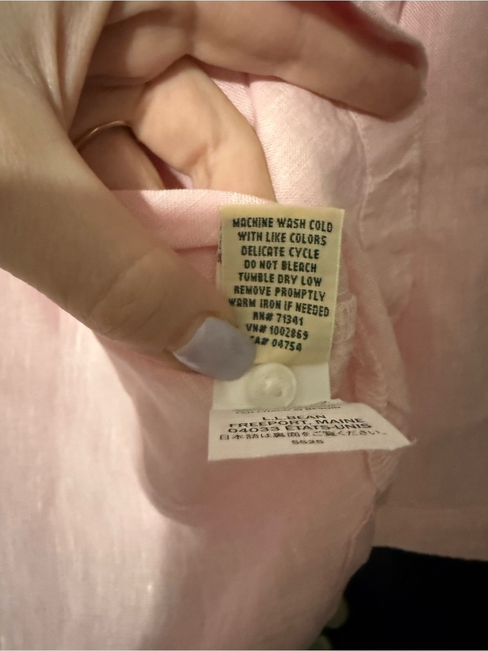 L.L.Bean Premium Washable Linen Splitneck Shirt Shell Pink Large NWT - Picture 6 of 7